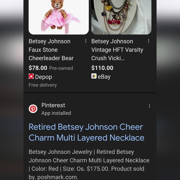 Retired Betsey Johnson Cheer charm multi layered necklace